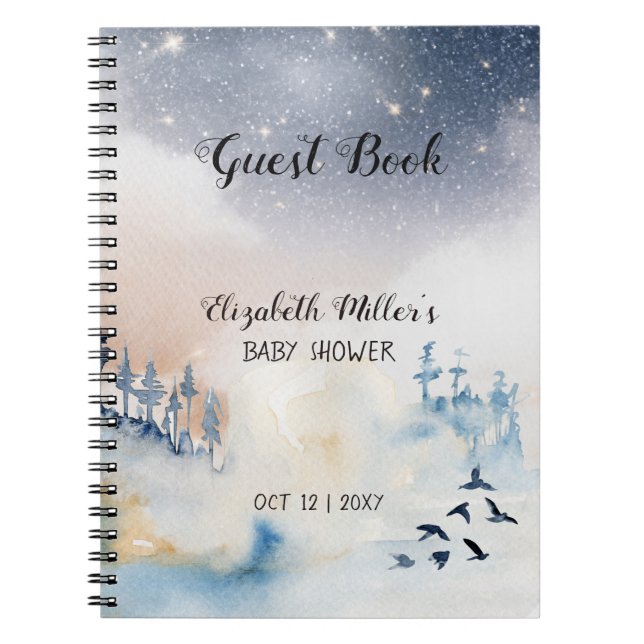 Magical Winter Landscape Baby Shower Guest Book (Front)