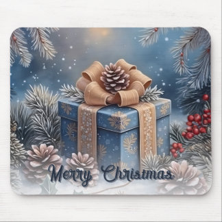 Magical Winter Merry Christmas Gift Scene Mouse Pad
