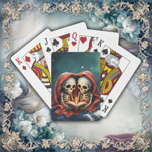 Magical winter moments, two skeletons poker cards