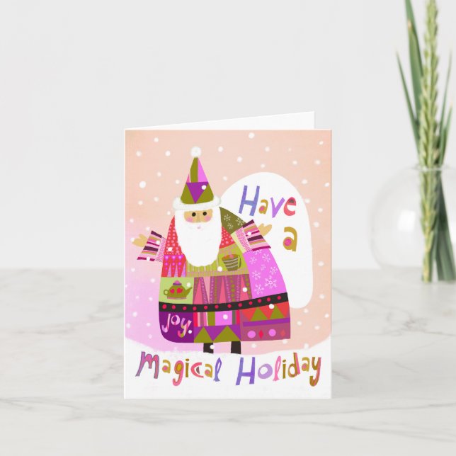 Magical Winter Santa BLANK Greeting Card (Front)