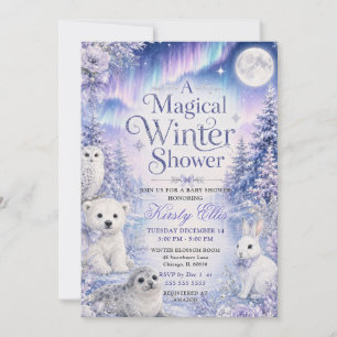 Magical Winter Shower Baby Shower Aurora Invitation