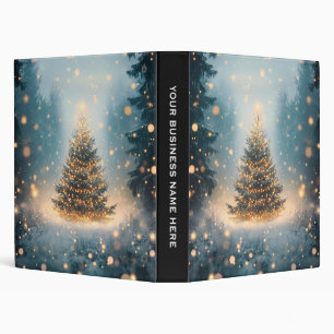 Magical Winter Snowy Forest Christmas Tree 3 Ring Binder