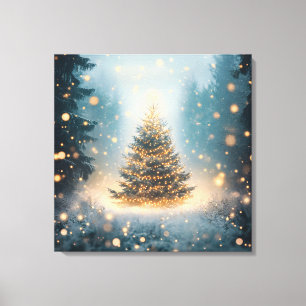 Magical Winter Snowy Forest Christmas Tree Canvas Print
