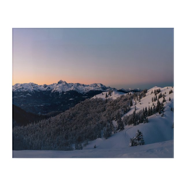 Magical winter sunset with mountain Triglav Acrylic Print (Front)