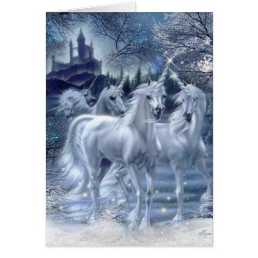 Magical Winter Unicorn Fantasy Cards (Front)