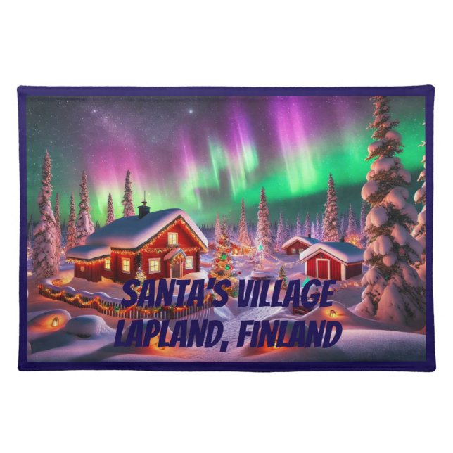 Magical Winter Wonderland: Santa's Village Cloth Placemat (Front)