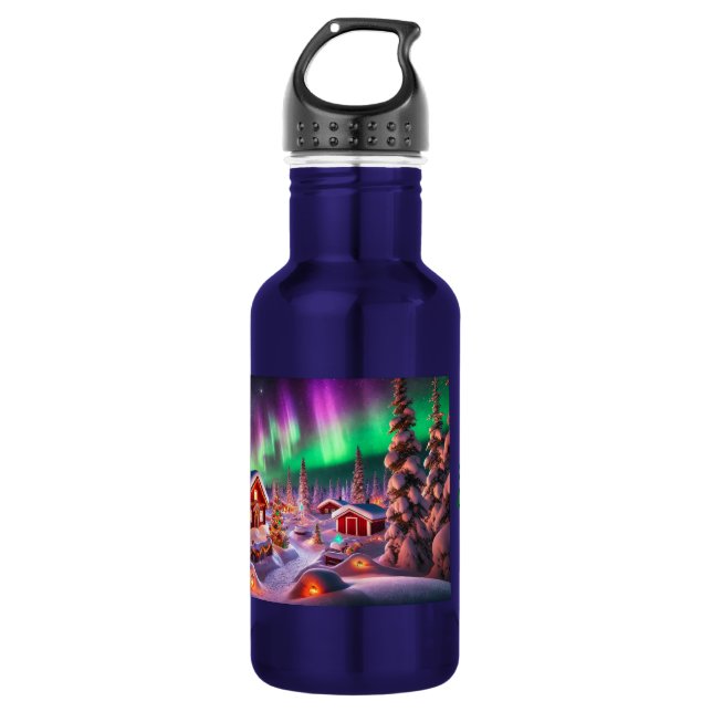 Magical Winter Wonderland: Santa's Village Stainless Steel Water Bottle (Front)