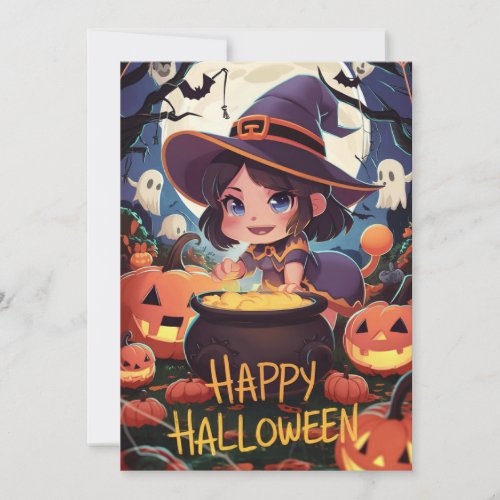 Magical Wishes Happy Halloween Holiday Card