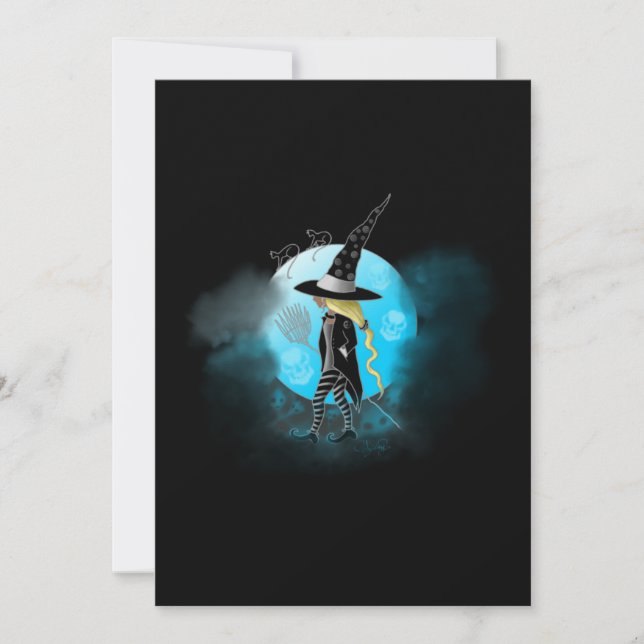 Magical Witch and Cats Invitation (Front)