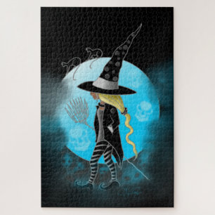 Magical Witch and Cats Jigsaw Puzzle