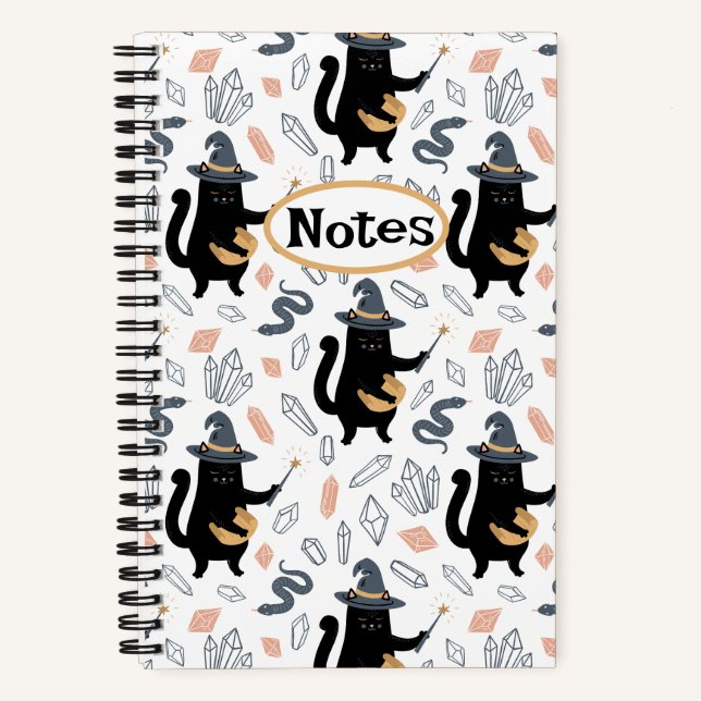 Magical Witch Cats Halloween Notebook (Front)