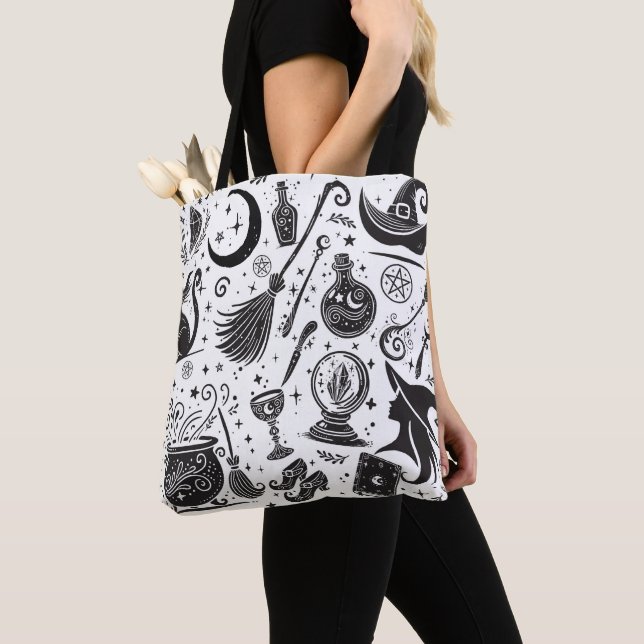 Magical Witch Whimsical Wiccan Pagan  Tote Bag (Close Up)