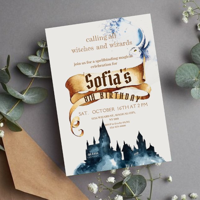 Magical Witches and Wizard Kids Birthday Party  Invitation (Creator Uploaded)