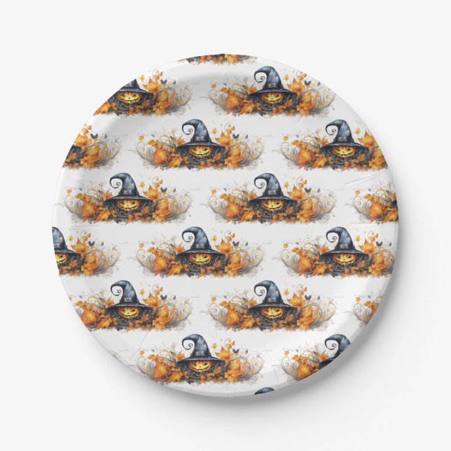 Magical Witches and Wizards Halloween Party  Paper Plates (Front)
