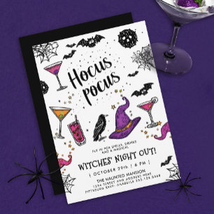 Magical Witches Night Out Colorful Halloween Drink Invitation