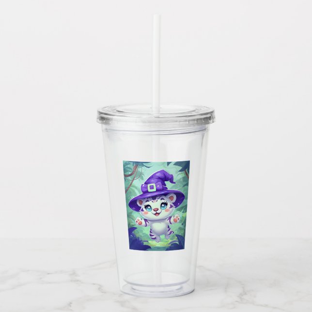 Magical Witchy Tiger  Acrylic Tumbler (Front)