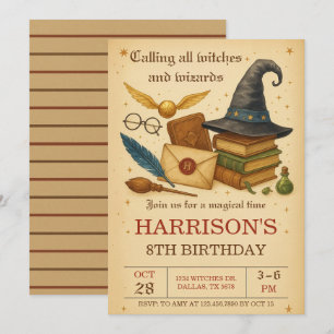 Magical Wizard and Witches Birthday Invitation
