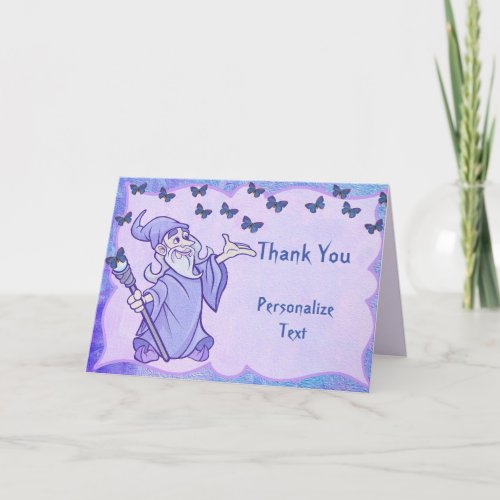 Magical Wizard  Butterflies Thank You Personalize Card
