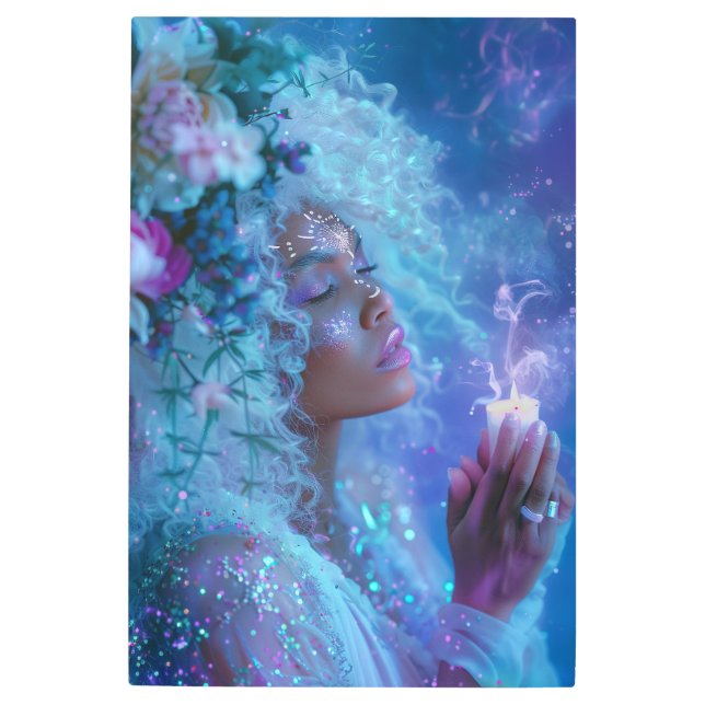 *~* Magical Woman HOLDING CANDLE SC4 Esoteric Metal Print (Front)