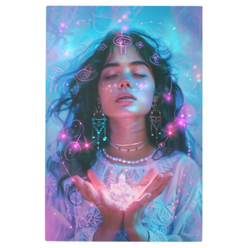  Magical Woman Holding Crystal SC4 Esoteric Metal Print