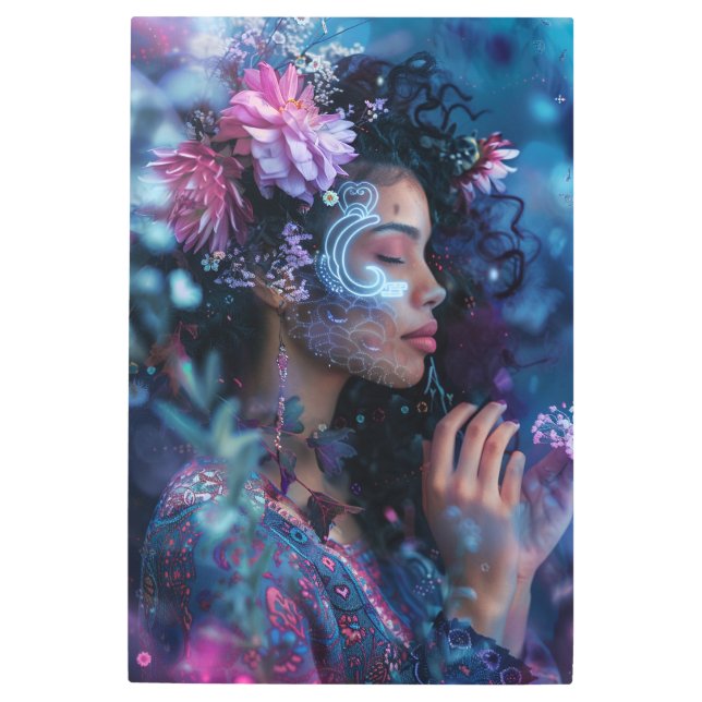 *~* Magical Woman PINK FLOWERS SC4 Esoteric Metal Print (Front)