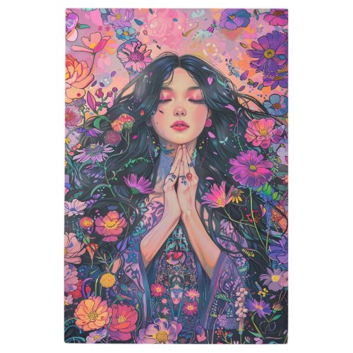  Magical Woman SC4 Esoteric Goddess Floral Metal Print