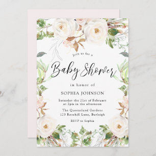 Magical Wonderland Greenery Blush Baby Shower Invitation