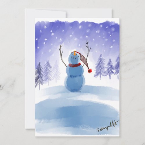 Magical Wonderland Winter Snowman Scene Holiday Card