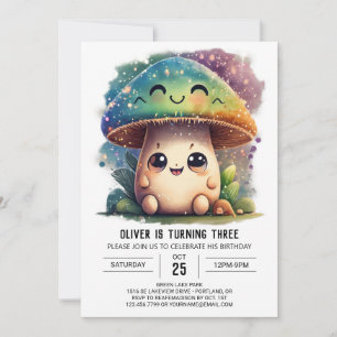 Magical Woodland Custom Mushroom Birthday Invitation