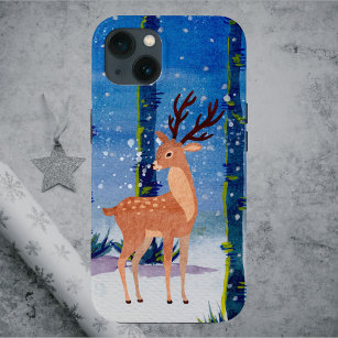 Magical Woodland Deer in a Snowy Forest iPhone 13 Case