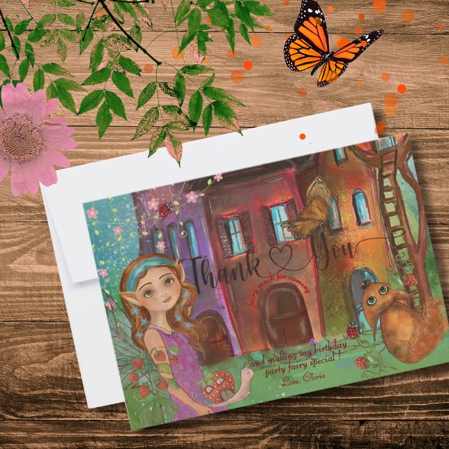Magical Woodland Fairy 1st Birthday Thank You Note Card (Magical Woodland Fairy 1st Birthday Thank You Note)