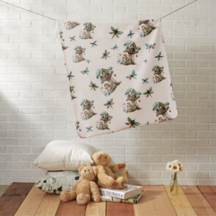 Magical Woodland Fairy Dragonfly Pattern Baby Blanket