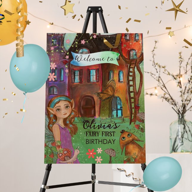 Magical Woodland Fairy First Birthday Double-Sided Foam Board (Magical Woodland Fairy First Birthday Double-Sided Foam Board)