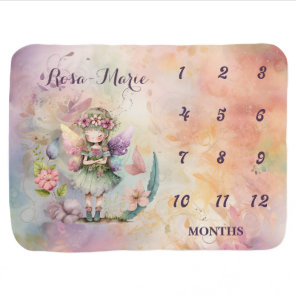 Magical Woodland Fairy Pink Mauve Name Milestone Baby Blanket