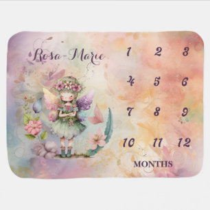 Magical Woodland Fairy Pink Mauve Name Milestone Baby Blanket