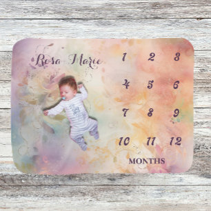 Magical Woodland Fairy Pink Mauve Name Milestone Baby Blanket