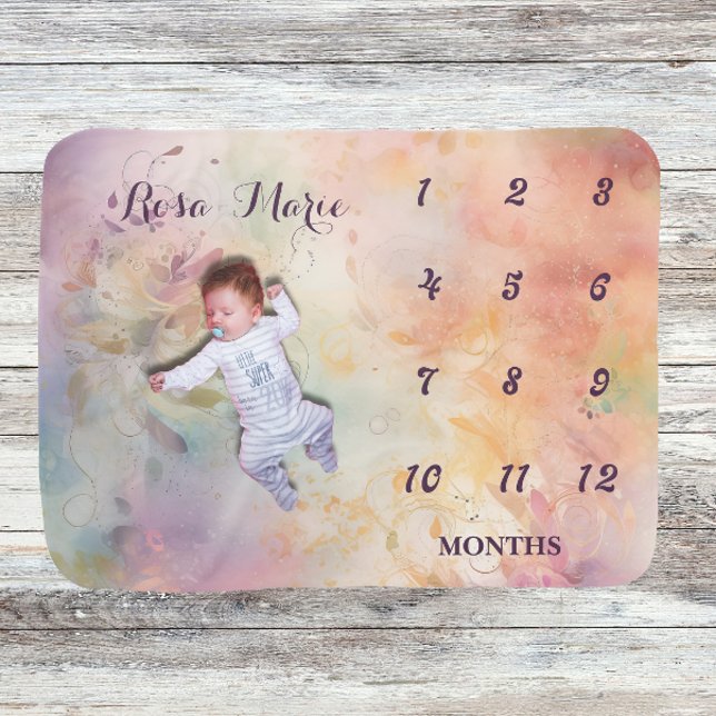 Magical Woodland Fairy Pink Mauve Name Milestone Baby Blanket (Creator Uploaded)