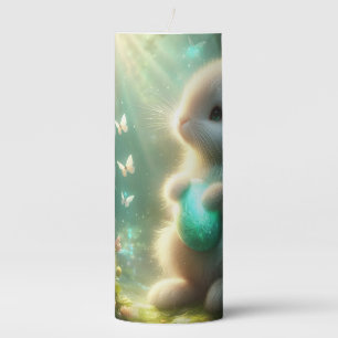 Magical Woodland Forest Bunny Egg Pillar Candle