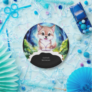 Magical Woodland Forest Wolf Birthday Paper Plates