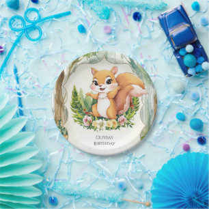 Magical Woodland Squirrel Birthday Paper Plates