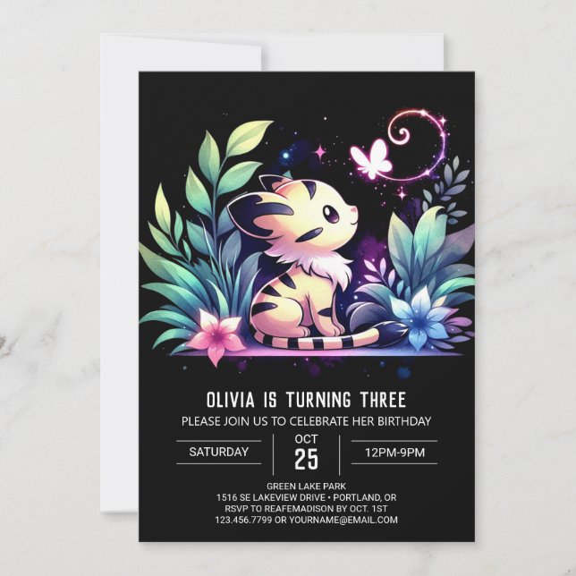 Magical Woodland Tiger Birthday Invitation (Front)