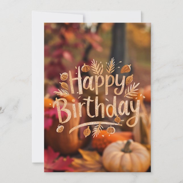 Magical Woodland Wish Autumn Fall Happy Birthday Card (Front)
