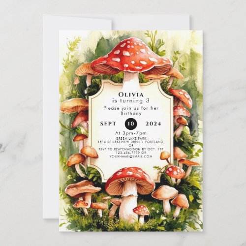 Magical Woods Mushroom Birthday Invitation