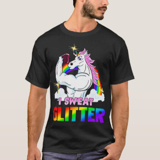 Magical Workout Unicorn I Sweat Glitter Gym Exerci T-Shirt