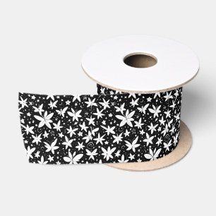 Magical World of Star Fairies Black White Satin Ribbon