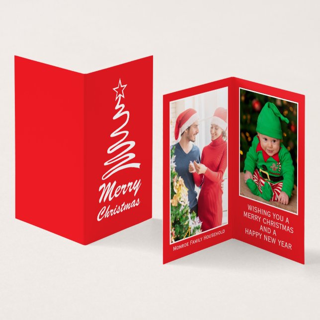 Magical Xmas Tree, Family Photo Christmas Card (Inside and Outside)