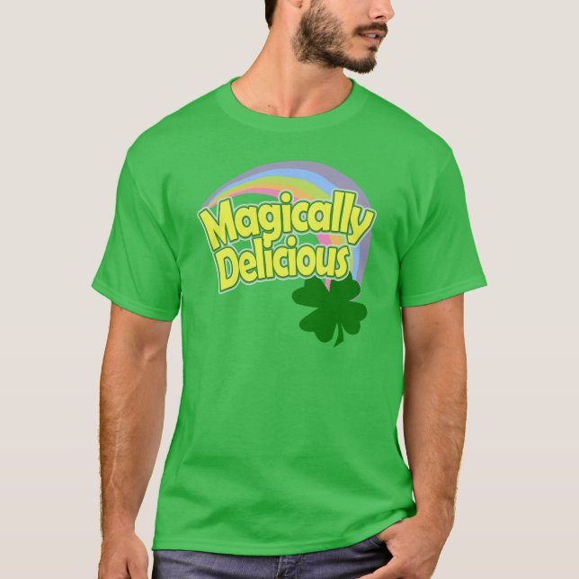 Magically Delicious Pastel Rainbow Shamrock T-Shirt (Front)