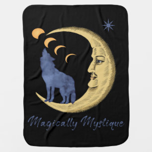 Magically Mystique Crescent Moon Wolf Baby Blanket