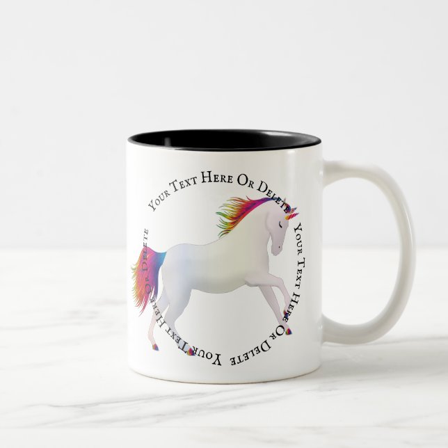 Magically Rainbow Unicorn Personalized template Two-Tone Coffee Mug (Right)