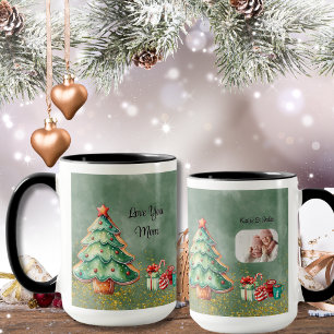 MagicalTree Watercolor Christmas Photo Mug